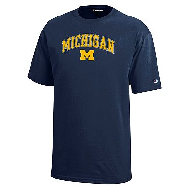 Youth Champion Navy Michigan Wolverines Arch Over Logo T-Shirt