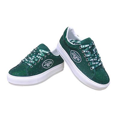 Women's Cuce Green New York Jets Team Color Crystal Sneakers