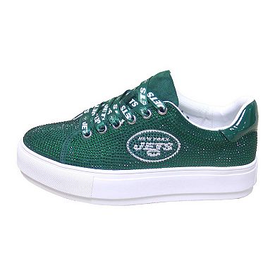 Women's Cuce Green New York Jets Team Color Crystal Sneakers