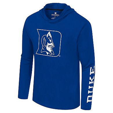 Men's Colosseum Royal Duke Blue Devils Logo Lockup Active Blend Long Sleeve  T-Shirt Hoodie