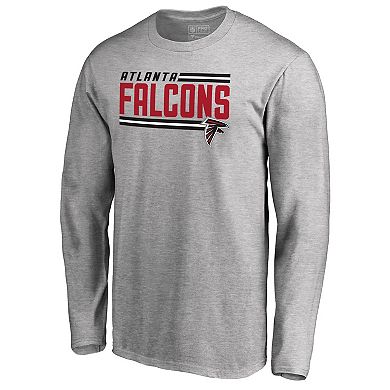 Men's NFL Pro Line Ash Atlanta Falcons Iconic Collection On Side Stripe Long Sleeve T-Shirt