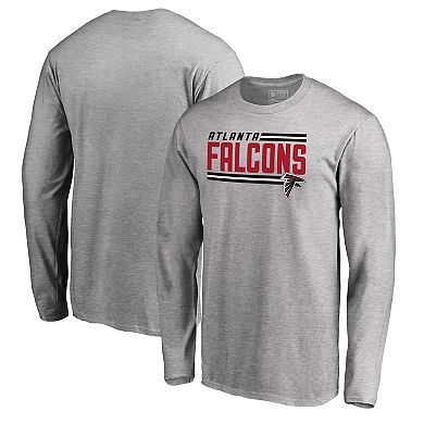 Men's NFL Pro Line Ash Atlanta Falcons Iconic Collection On Side Stripe Long Sleeve T-Shirt