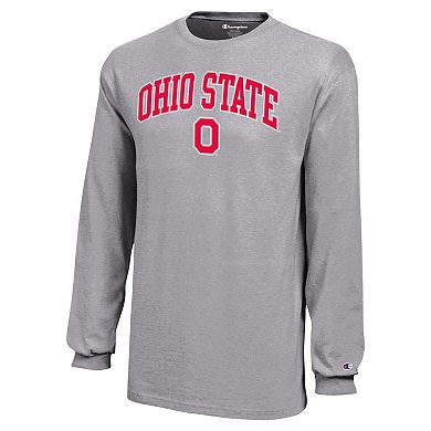 Youth Champion Gray Ohio State Buckeyes Arch Over Logo Long Sleeve T-Shirt