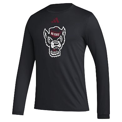 Men's adidas Black NC State Wolfpack Primary Locker Logo Pre-Game Long Sleeve T-Shirt