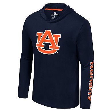 Men's Colosseum Navy Auburn Tigers Logo Lockup Active Blend Long Sleeve  T-Shirt Hoodie