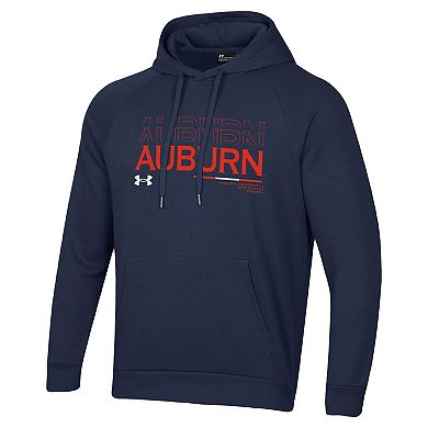 Men's Under Armour Navy Auburn Tigers 2024 Sideline Wordmark Rival Pullover Hoodie