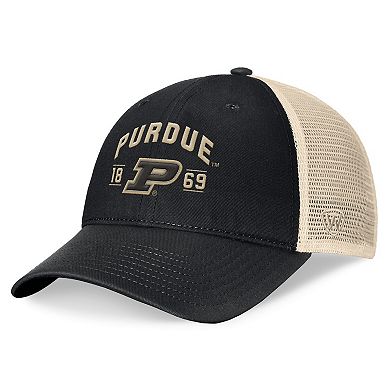 Men's Top of the World Black Purdue Boilermakers Heritage Waylon Trucker Adjustable Hat