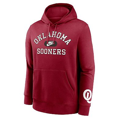 Men's Nike Crimson Oklahoma Sooners Legacy Foundational Two-Hit Club Performance Pullover Hoodie