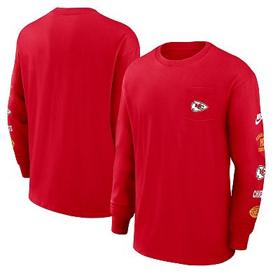 Men's Nike Red Kansas City Chiefs Rewind Heavy Max 90 Pocket Long Sleeve T-Shirt