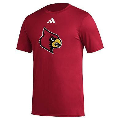 Men's adidas Red Louisville Cardinals Primary Locker Logo Pre-Game AEROREADY T-Shirt