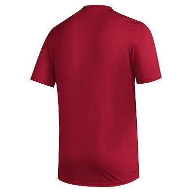 Men's adidas Red Louisville Cardinals Primary Locker Logo Pre-Game AEROREADY T-Shirt