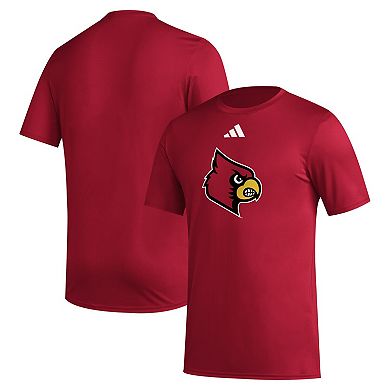 Men's adidas Red Louisville Cardinals Primary Locker Logo Pre-Game AEROREADY T-Shirt