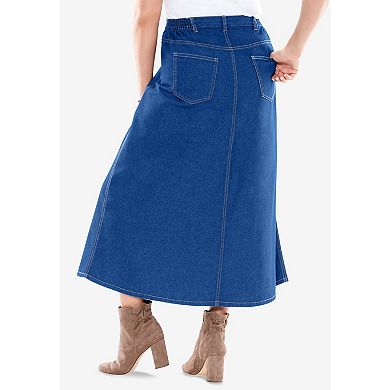 Roaman's Women's Plus Size Petite Complete Cotton A-line Skirt