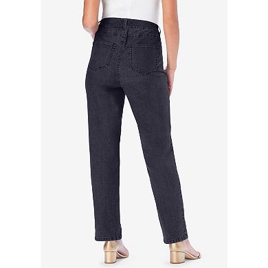 Roaman's Women's Plus Size Invisible Stretch Iconic Straight-leg Jean