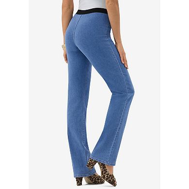 Roaman's Women's Plus Size Tall Invisible Stretch All Day Bootcut Jean