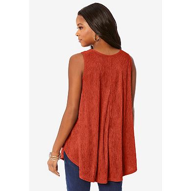 Roaman's Women's Plus Size Textured Knit Swing Tank