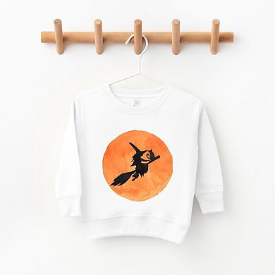 Watercolor Witch On Broom Toddler Graphic Sweatshirt