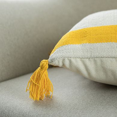 Handwoven Cotton Throw Pillow Cover with Side Stripes with Filler