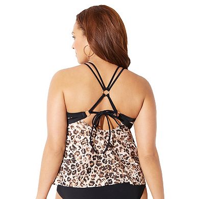 Swimsuits For All Women's Plus Size Loop Strap Tankini Top