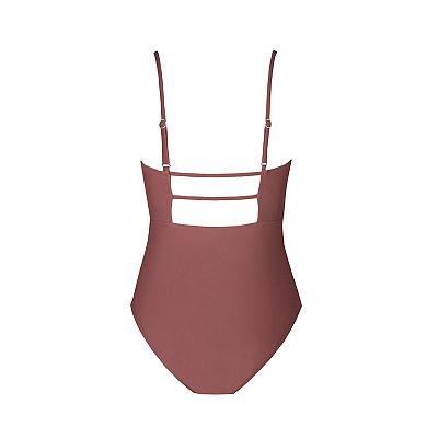 Women's CUPSHE Sandy Shirred Strappy Cutout One Piece Swimsuit