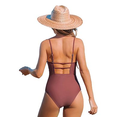 Women's CUPSHE Sandy Shirred Strappy Cutout One Piece Swimsuit