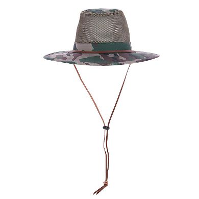 Elysiumland Men's Camo Outdoor Safari Hat With Mesh Crown