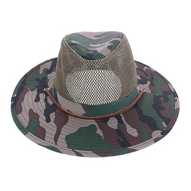 Elysiumland Men's Camo Outdoor Safari Hat With Mesh Crown