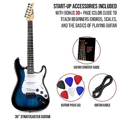 Lyxpro Cs 39” Electric Guitar Kit For Beginner With Amp Cable, 6 Picks & Guide