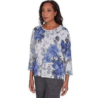 Women's Alfred Dunner Watercolor Floral Shimmer Top