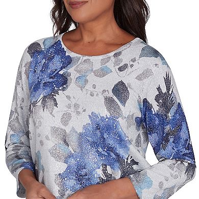 Women's Alfred Dunner Watercolor Floral Shimmer Top