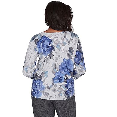 Women's Alfred Dunner Watercolor Floral Shimmer Top