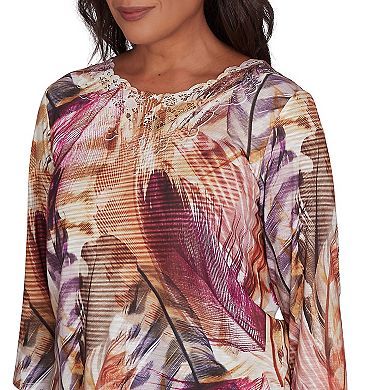 Women's Alfred Dunner Feather Lace Detailed Top