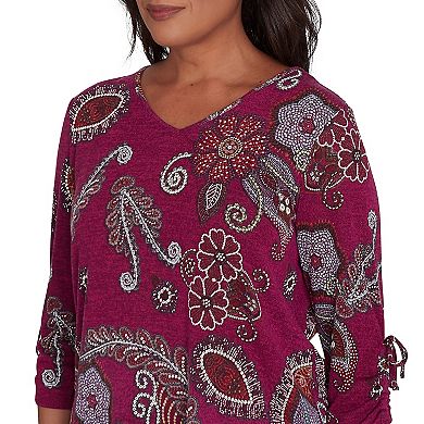 Women's Alfred Dunner Floral Drawstring Sleeve Top