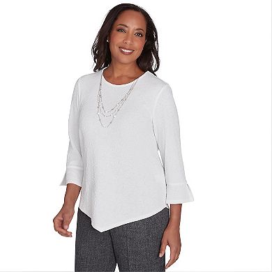 Petite Alfred Dunner Textured Top with Detachable Necklace