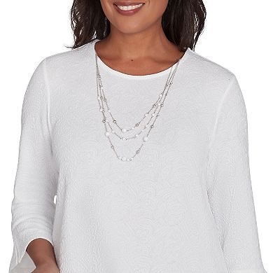 Petite Alfred Dunner Textured Top with Detachable Necklace