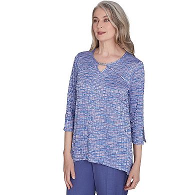 Petite Alfred Dunner Space-Dye Detailed Charm Top