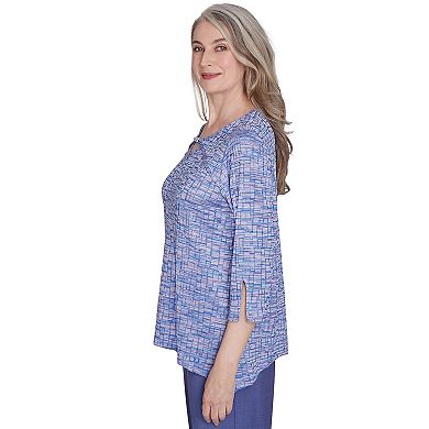 Petite Alfred Dunner Space-Dye Detailed Charm Top