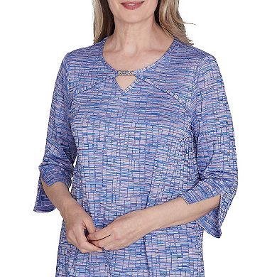 Petite Alfred Dunner Space-Dye Detailed Charm Top