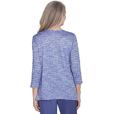 Petite Alfred Dunner Space-Dye Detailed Charm Top