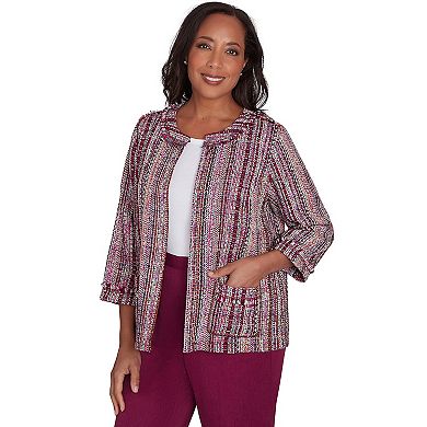 Petite Alfred Dunner Fringe Textured Jacket