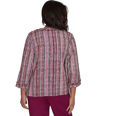 Petite Alfred Dunner Fringe Textured Jacket