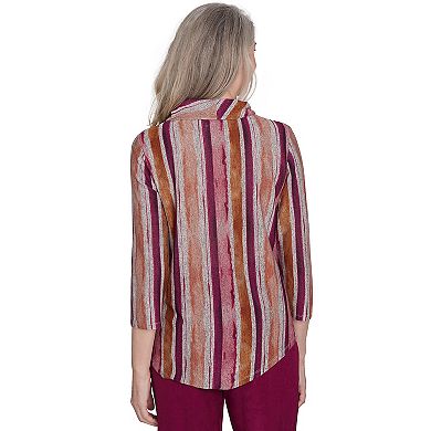 Petite Alfred Dunner Spliced Stripe Top with Detachable Necklace