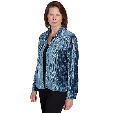 Petite Alfred Dunner Crushed Velvet Jacket