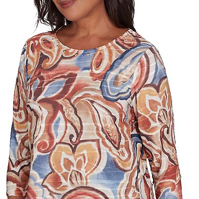 Petite Alfred Dunner Watercolor Paisley Crew Neck Top