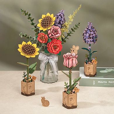 Diy 3d Wood Puzzle 4 Pack Flower Bouquet