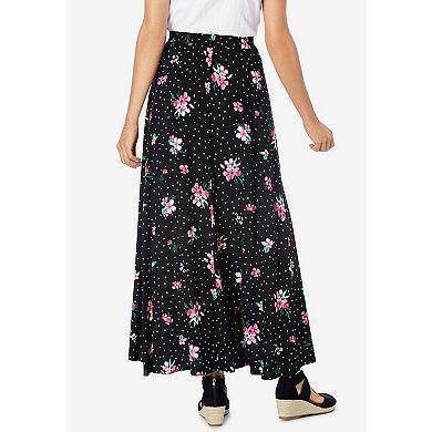 Woman Within Women's Plus Size Pull-on Elastic Waist Soft Maxi Skirt