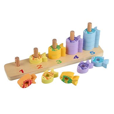 Orange Tree Toys Counting Fish Wooden Stacking Toy