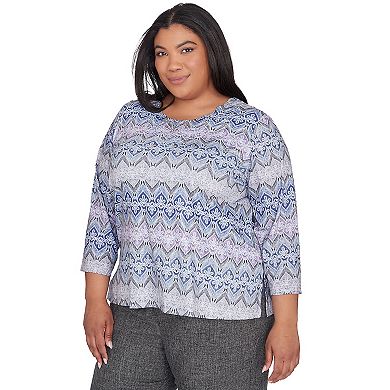 Plus Size Alfred Dunner Crewneck Lace Textured Top