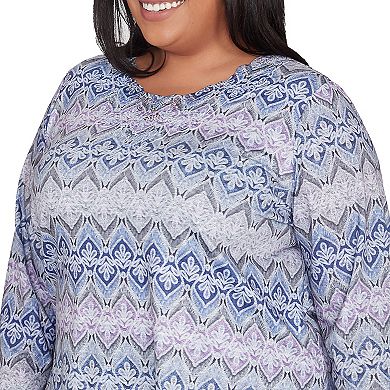 Plus Size Alfred Dunner Crewneck Lace Textured Top