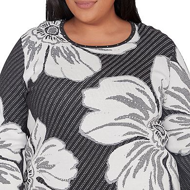 Plus Size Alfred Dunner Floral Textured Sweater